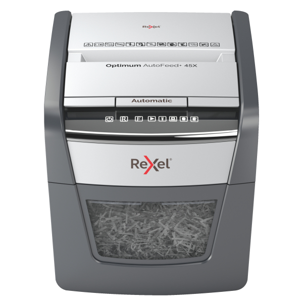 rx_2020045X_72_600_600-Primary.jpg Rexel Optimum AutoFeed+ 45X Automatic Cross Cut P4 Paper Shredder 2020045XEU