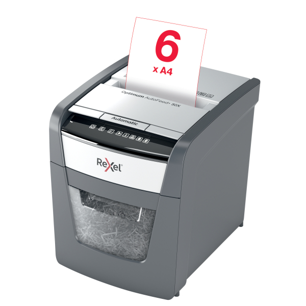 Rexel Optimum AutoFeed+ 50X Automatic Cross Cut P4 Paper Shredder 2020050XEU
